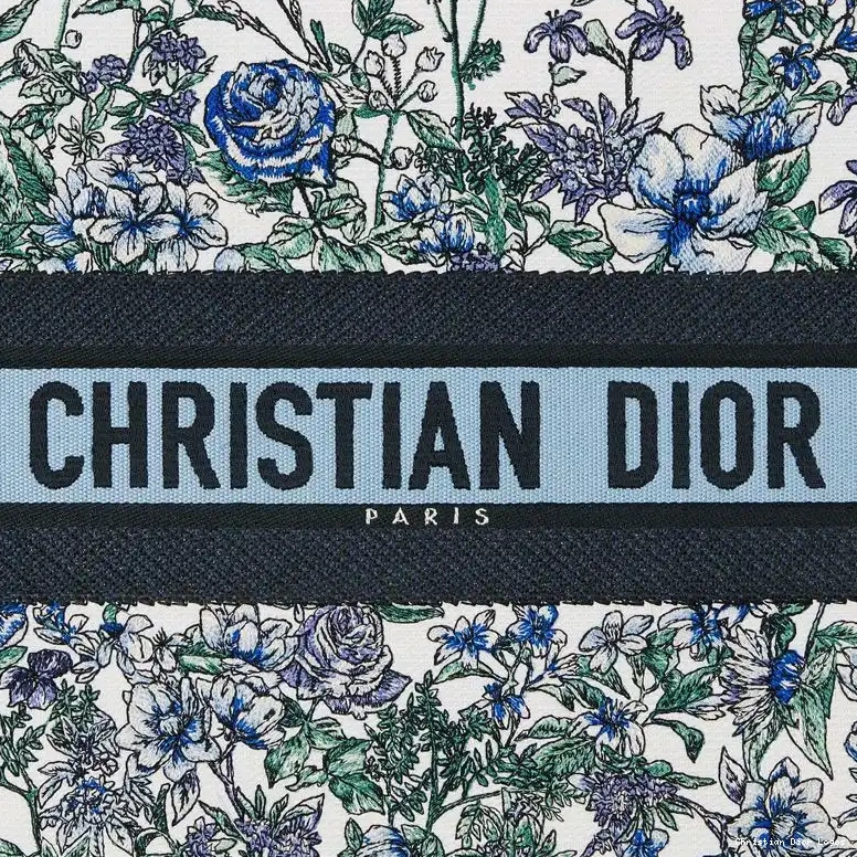 Cheap White Flowers Motif Book Dior Canvas Tote Blue Constellation 0503 Luxury